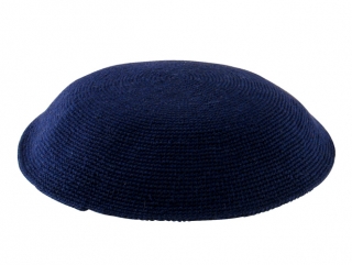 Dark Blue DMC knitted Kippah by aJudaica