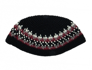 Black white and maroon Frik Kippah by aJudaica