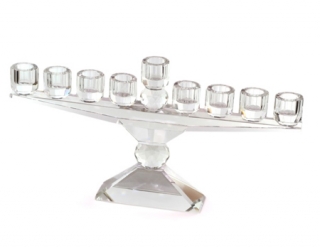 Contemporary Wide Crystal Chanukah Menorah by aJudaica