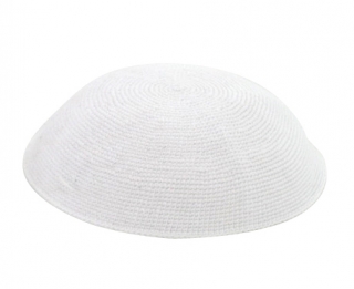 DMC knitted white kippah by aJudaica