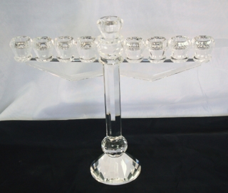Symmetric Classic Crystal Hanukah Menorah by aJudaica