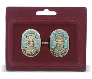Blue stone Jerusalem Tallit Clips by aJudaica