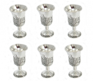 Jerusalem design Small kiddush cups set by aJudaica