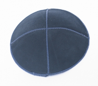 Dark Blue Suede Kippah by aJudaica