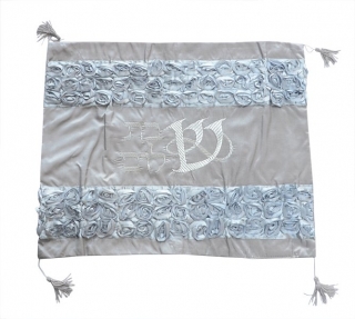 Gray Rose Polyester Challah Cover by aJudaica