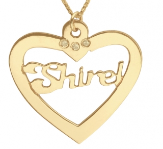 Gold Filled Heart English Name Necklace by aJudaica