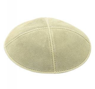 Off White Suede Kippah by aJudaica