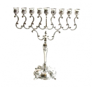 Large Silver Plated Menorah Hanukia by aJudaica