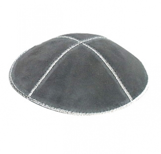 Gray Suede Kippah by aJudaica