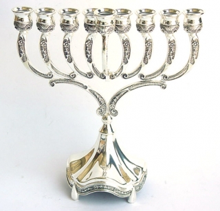 Medium Nickel Menorah Hanukia by aJudaica