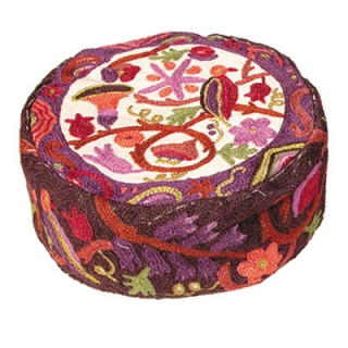 Birds and Pomegranate design Hand Embroidered Hat by aJudaica