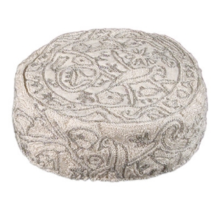 Silver "Bird" design Hand Embroidered Hat by aJudaica