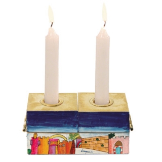 Jerusalem Hanukkah Menorah and Shabbat Candlesticks by aJudaica
