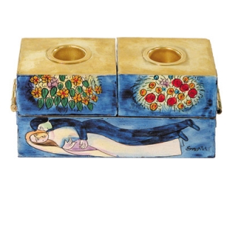 Figures Hanukkah Menorah and Shabbat Candlesticks by aJudaica