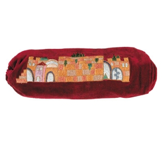Burgundy Velvet Shofar Pouch by aJudaica