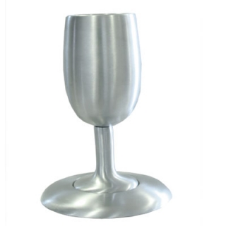 Yair Emanuel Cast Aluminium Silver color Kiddush cup and Plate Set by aJudaica