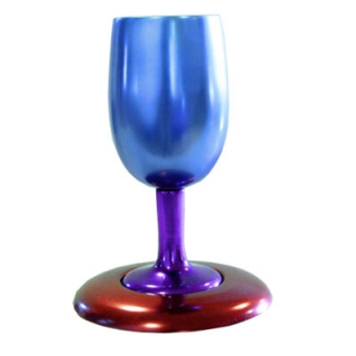 Yair Emanuel Cast Aluminium Blue Kiddush Cup and Plate Set by aJudaica