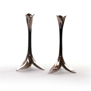 Modern Nickel Candlesticks by aJudaica