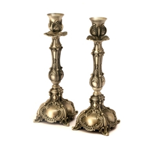 Pewter Floral Candlesticks by aJudaica