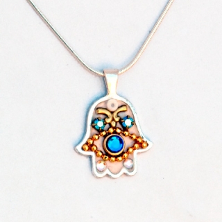 Evil Eye Hamsa Pendant by Ester Shahaf by aJudaica
