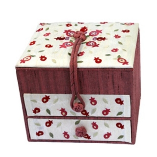 Embroidered Bat Mitzvah Jewelry Box - Pomegranates by aJudaica