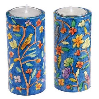 Large Round Shabbat Candlesticks - Oriental by Emanuel by aJudaica