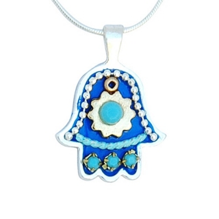 Blue Hamsa Pendant by Ester Shahaf by aJudaica
