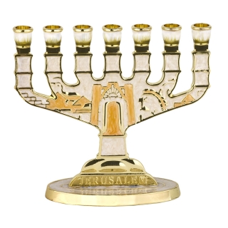 Ivory enamel Jerusalem Menorah by aJudaica