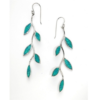 Olive Branch Earrings - Turquoise color by aJudaica