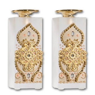 Oriental Crystal Candlesticks by aJudaica