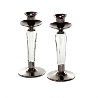 Nickel and Glass Candlesticks by aJudaica