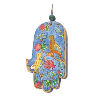 Wood Painted Hamsa by aJudaica