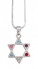 Rhodium Colorful Star of David Pendant Necklace