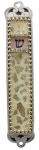 Beige and Gold Hand Enamel Mezuzah Case by Iris
