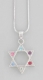 Rhodium Colorful Star of David Pendant Necklace