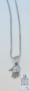 Rhodium Silver Necklace set with white stones Hamsa pendant