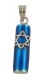 Silver Blue Enamel Mezuzah Pendant