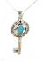 Silver and Opal Hamsa Key Pendant