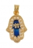 Gold Filled Zirconium Blue Enamel Hamsa Pendant