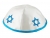 White Satin Kippah with Blue Star of David by aJudaica