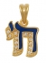 Gold Filled Blue Enamel Zirconium "Chai" Pendant