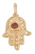 Gold Filled Hamsa Pendant with Garnet