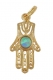 Gold Filled Filigree Hamsa Blue Opal Pendant