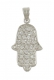 Rhodium Plated Zirconium Hamsa Pendant