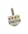 Nickel Jerusalem design Dreidel with colorful stones