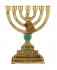 Large Cups Seven Branch Menorah with Blue Stone
