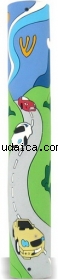 Childrens "Driving scene" wood and rubber mezuzah by aJudaica