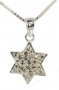 Silver Star of David Pendant with white stones