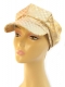 Womens Gold and Beige Checked Cap