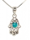 Silver and Opal Kaballah Hamsa Pendant